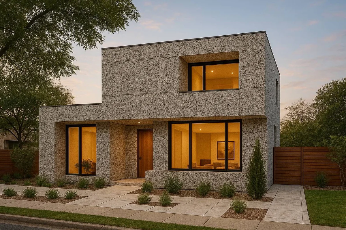 Contemporary residence finished with natural stone texture